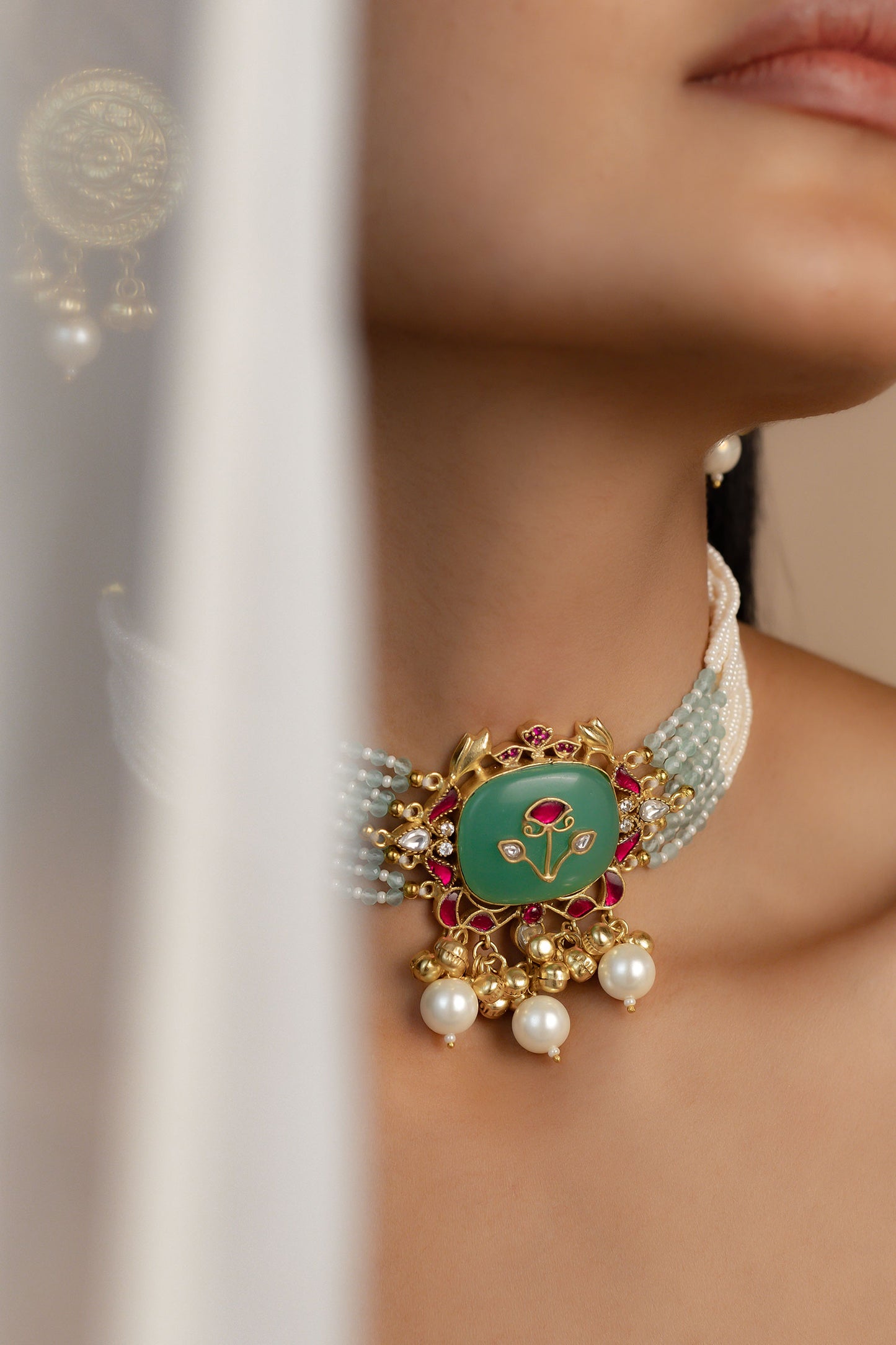 Moti & Meenakari Charm Choker