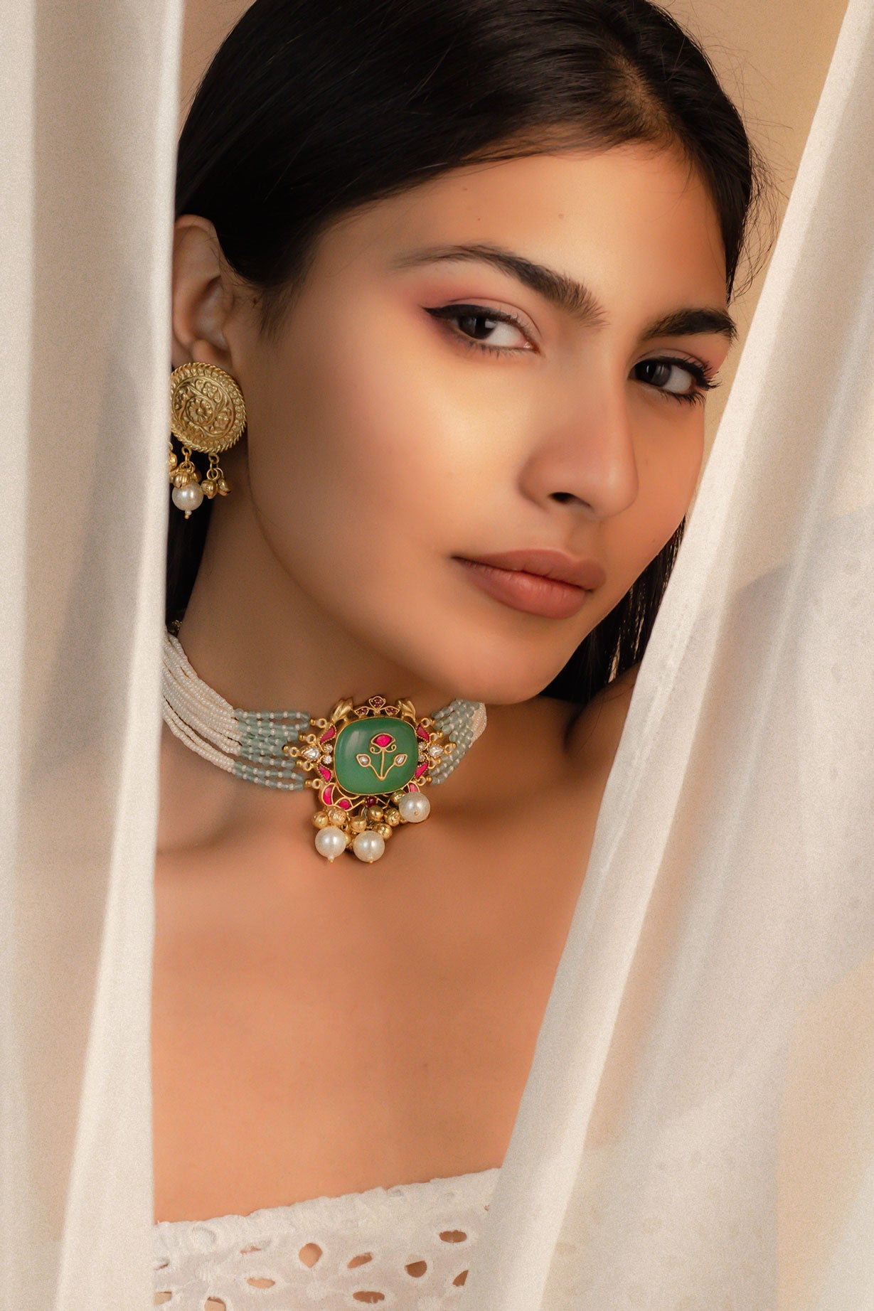 Moti & Meenakari Charm Choker