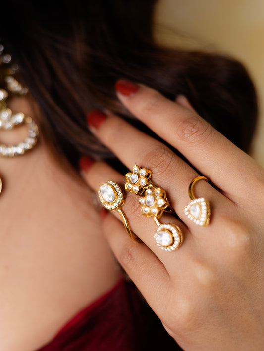 ADJUSTABLE KUNDAN RING