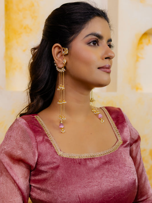 ZOYA CHAIN EAR CUFFS - PINK