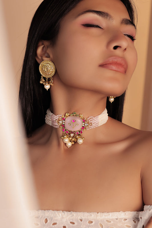 MOTI & MEENAKARI CHARM CHOKER
