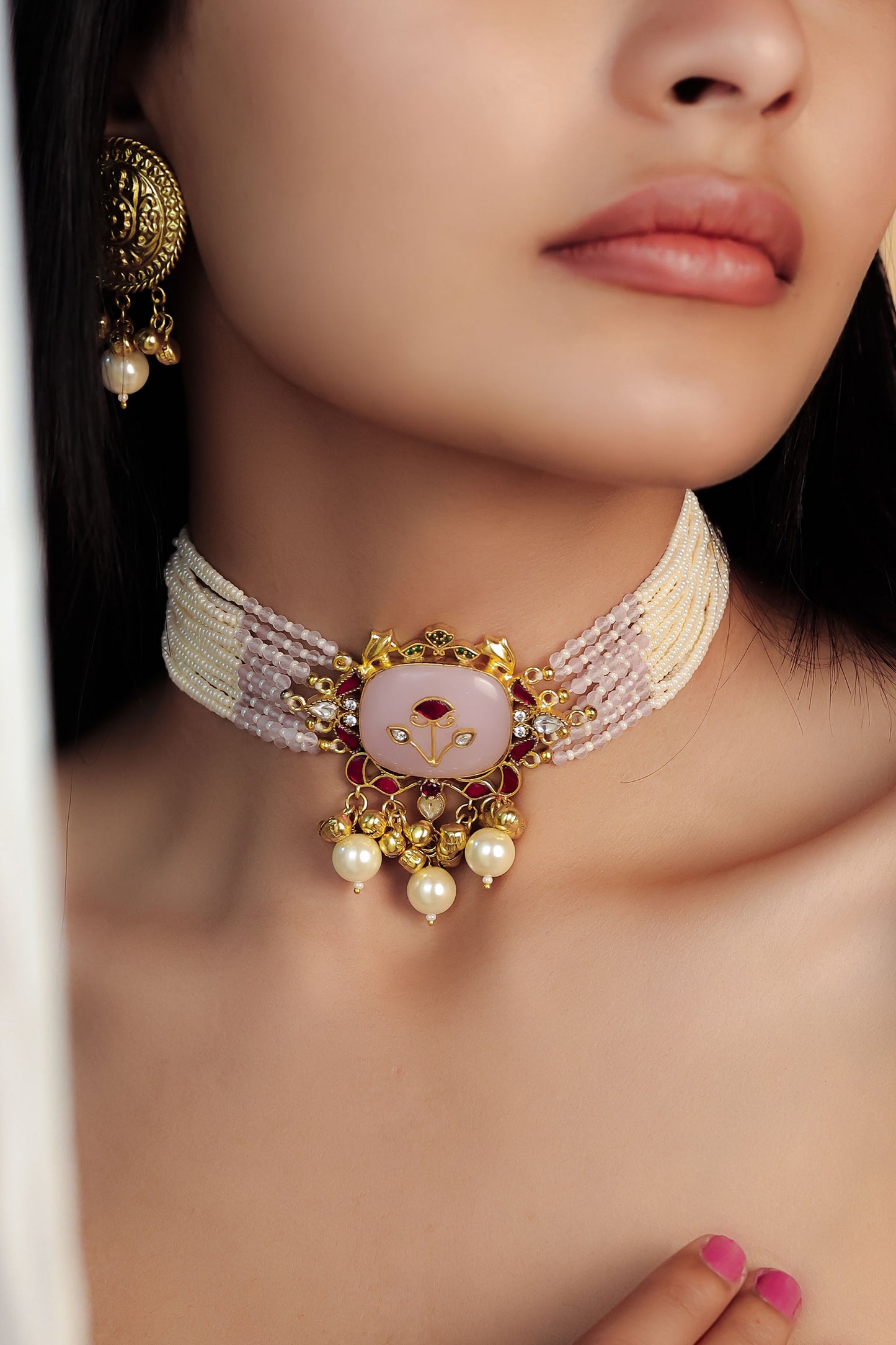 MOTI & MEENAKARI CHARM CHOKER