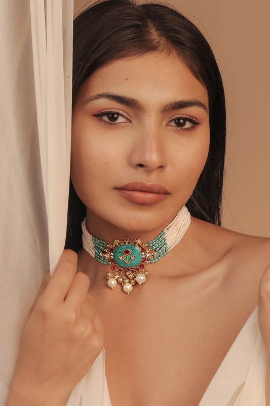 MOTI & MEENAKARI CHARM CHOKER
