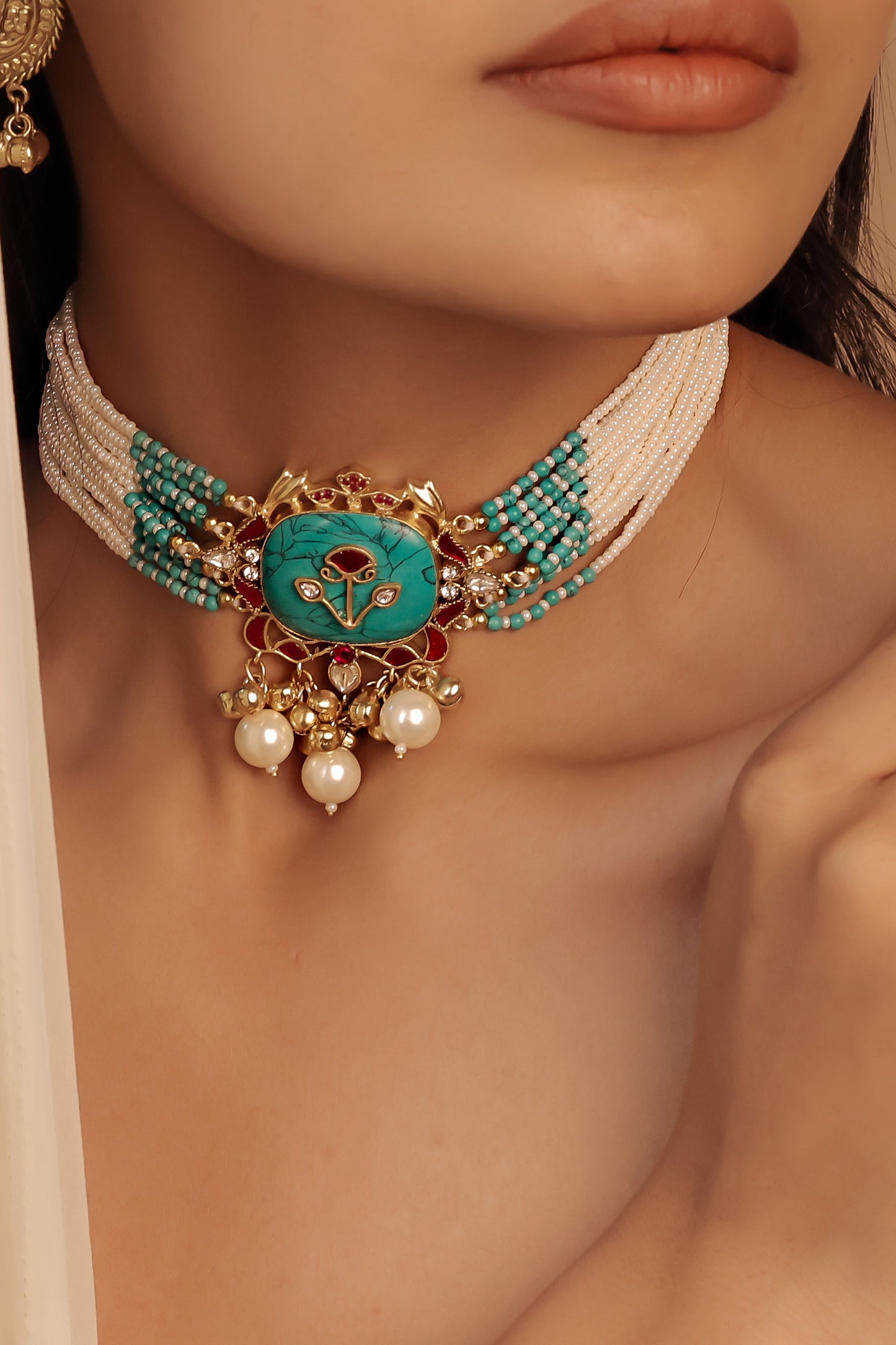 MOTI & MEENAKARI CHARM CHOKER