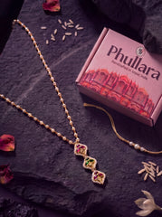 Phullara Rakhi Gift Set for Sister – Meenakari Gold Edit