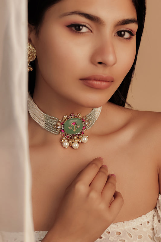 Moti & Meenakari Charm Choker