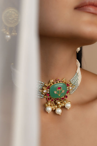 Moti & Meenakari Charm Choker