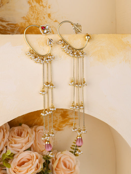 ZOYA CHAIN EAR CUFFS - PINK