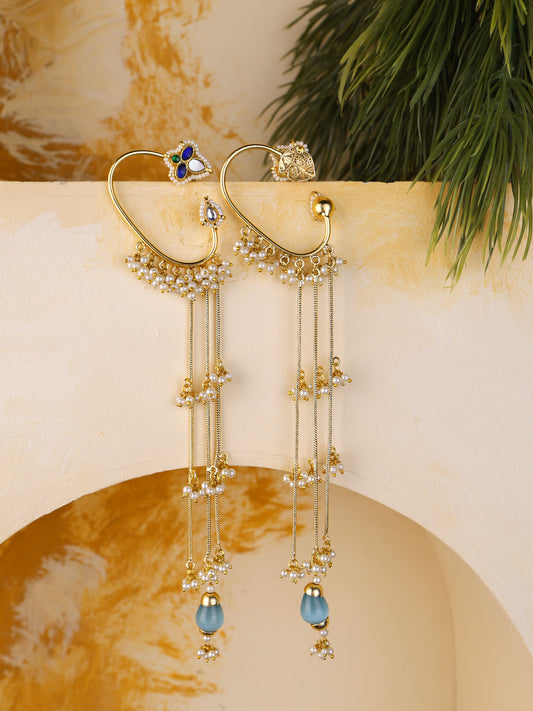 ZOYA CHAIN EAR CUFFS - BLUE