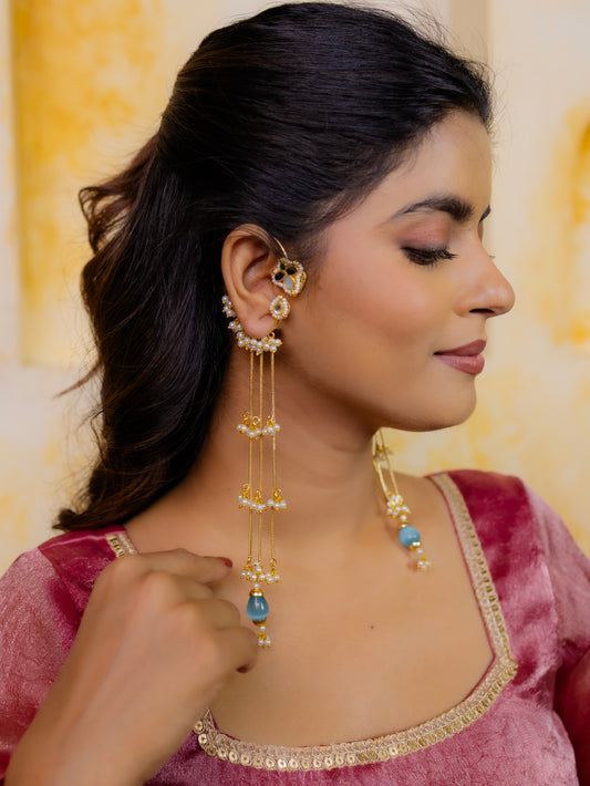 ZOYA CHAIN EAR CUFFS - BLUE