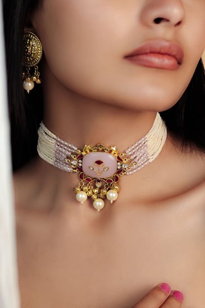 MOTI & MEENAKARI CHARM CHOKER