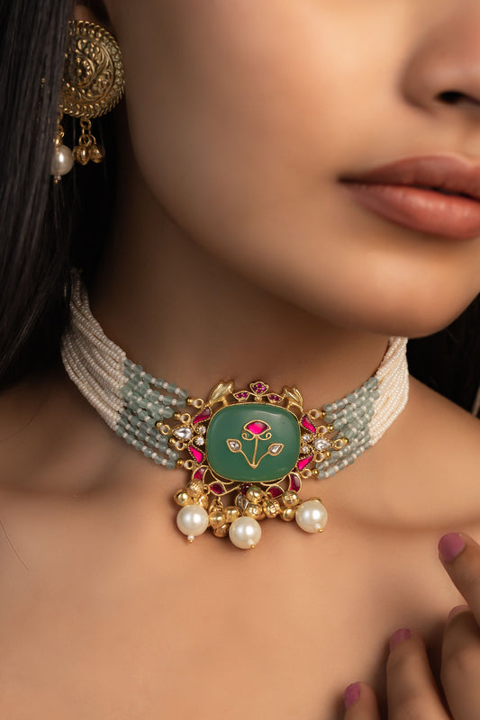 MOTI & MEENAKARI CHARM CHOKER