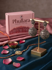 Phullara Rakhi Gift Set for Sister – Peacock Silver