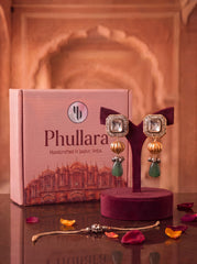 Phullara Rakhi Gift Set for Sister – Kundan Jade Silver